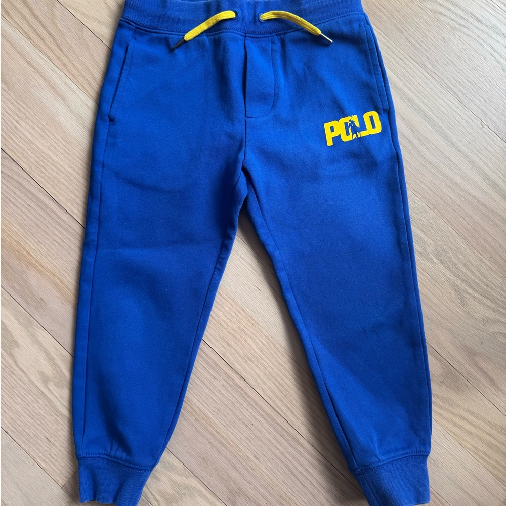 Size 5 - Polo by Ralph Lauren Kids Joggers in Blue with Yellow Accents